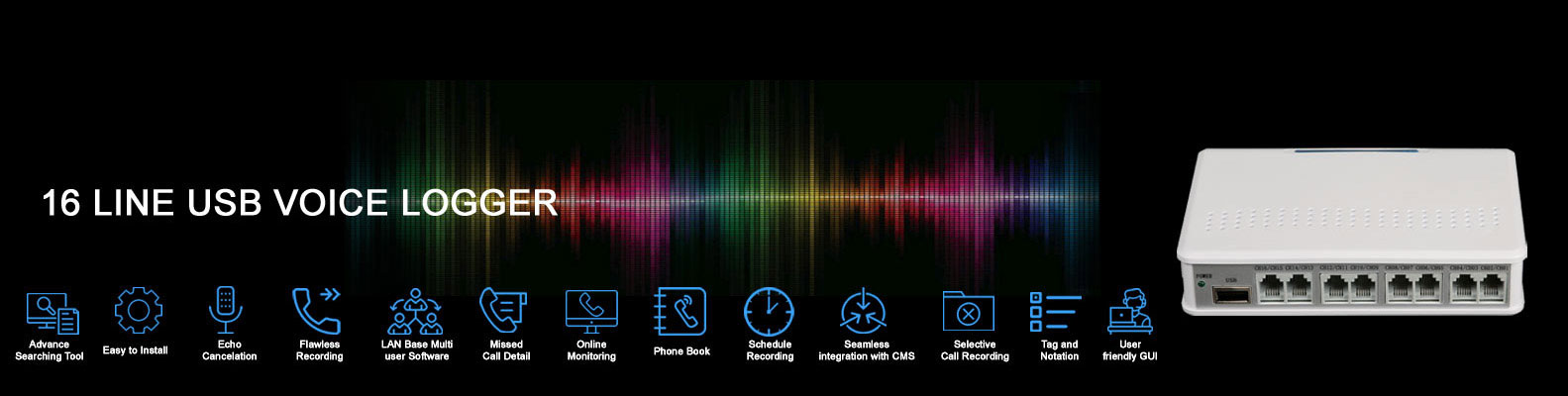 16 port usb voice logger
