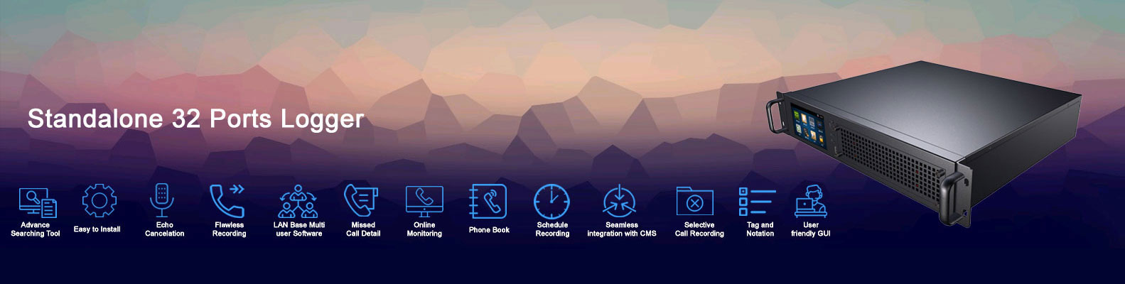 Standalone voice logger banner 32 port